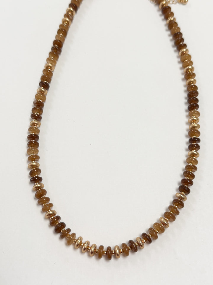 Josie - Brown Disc Beaded Necklace