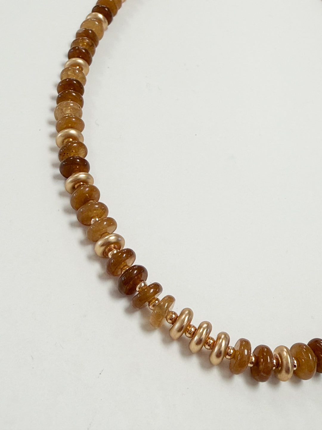 Josie - Brown Disc Beaded Necklace