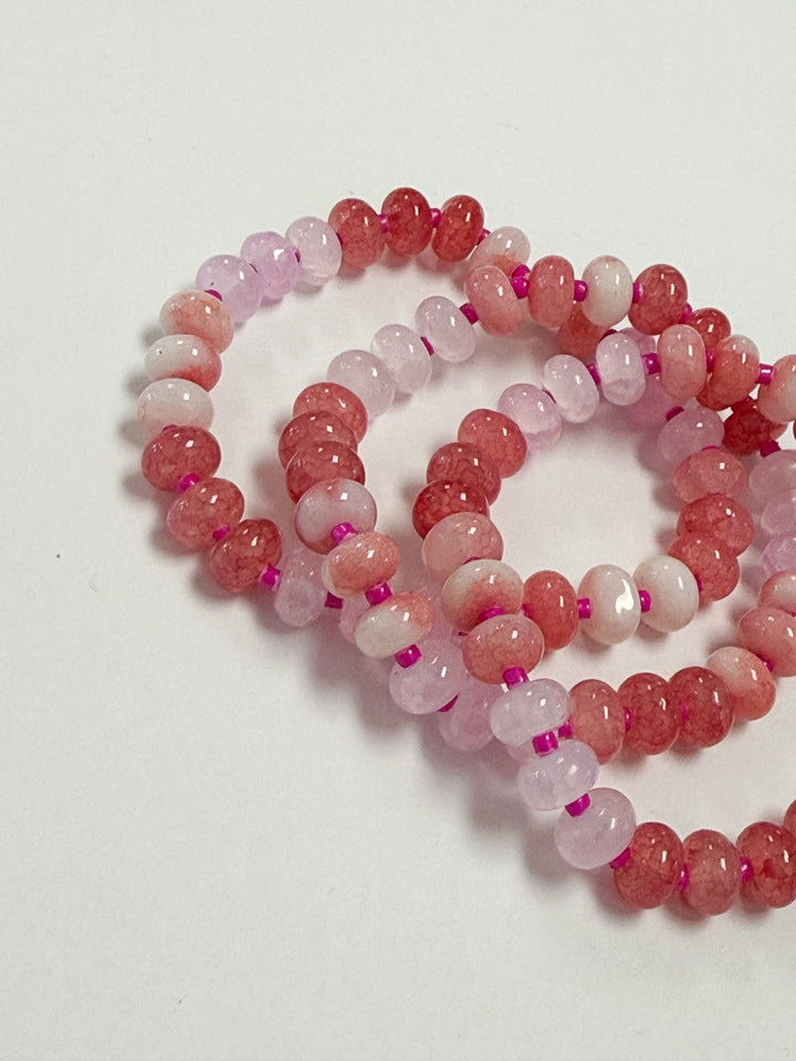Emery - Disc Beaded Bracelet Set (Pink)