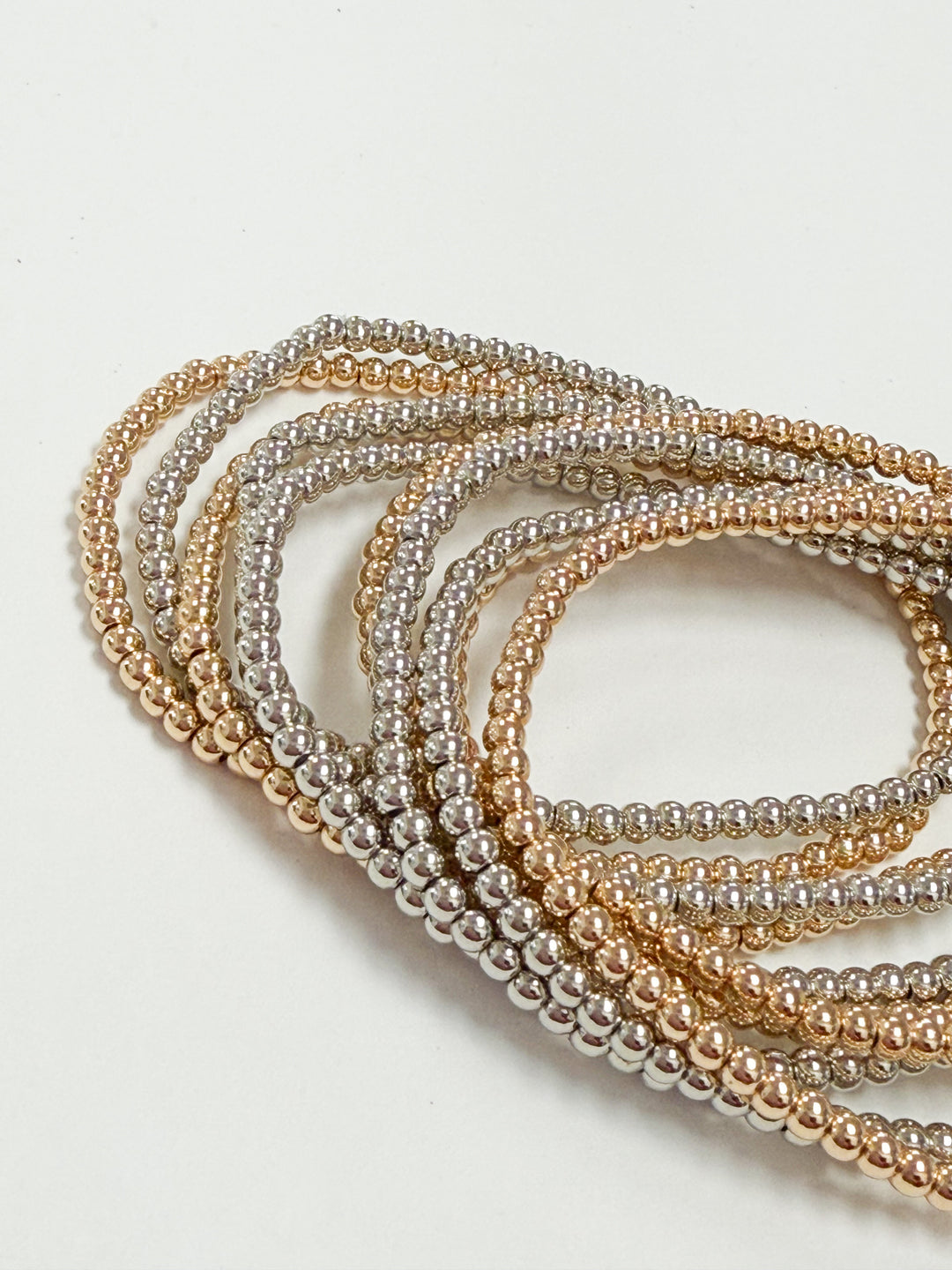 Jade - Gold + Silver Beaded Bracelet Set of 10