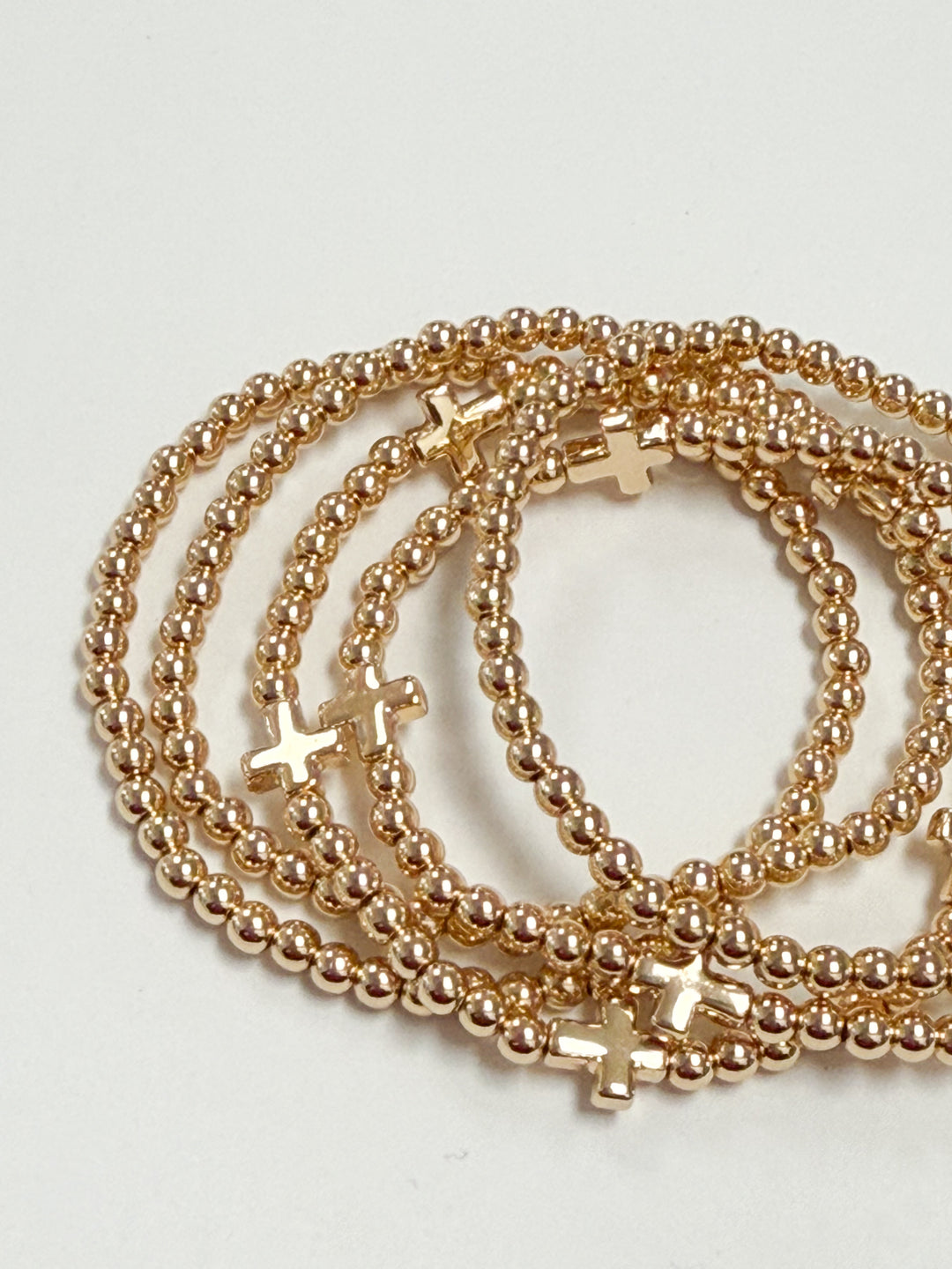 Harlow - Gold Beaded Cross Bracelets (Set of 5)