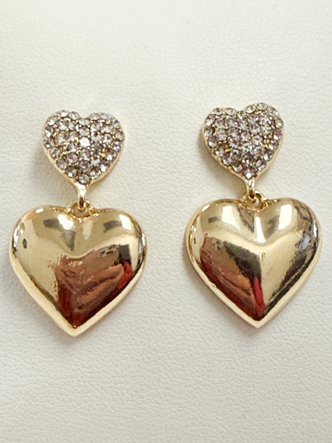 Maren - Rhinestone Gold Heart Earrings