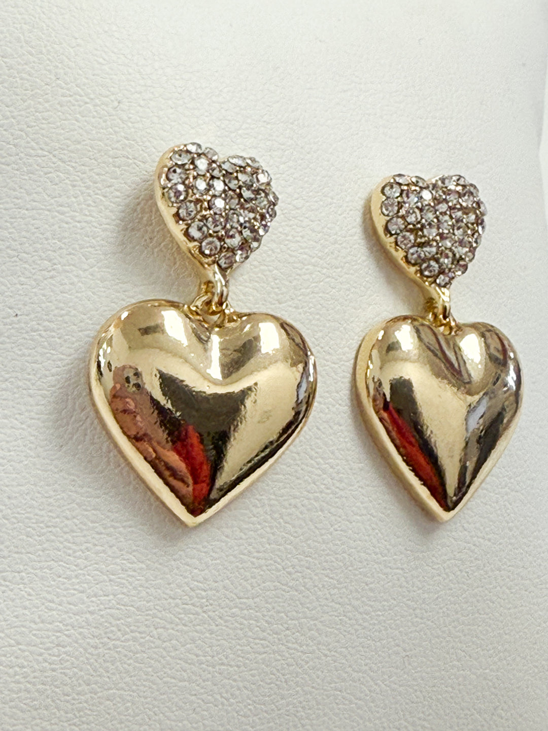 Maren - Rhinestone Gold Heart Earrings