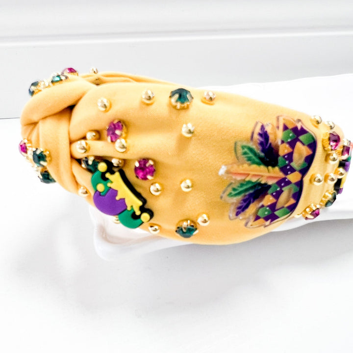 Emersyn - Mardi Gras Rhinestone Headband (Yellow)