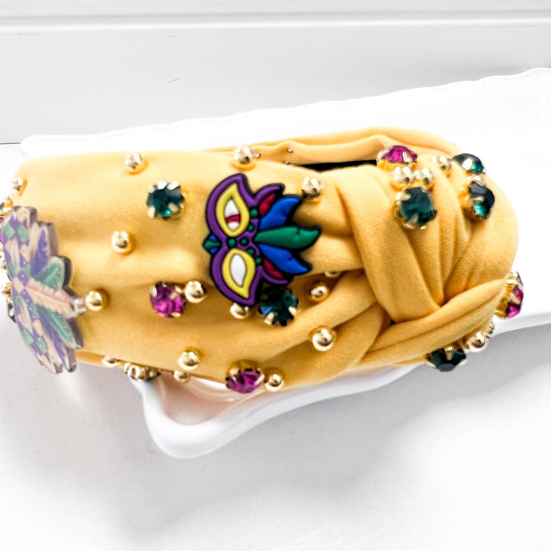 Emersyn - Mardi Gras Rhinestone Headband (Yellow)