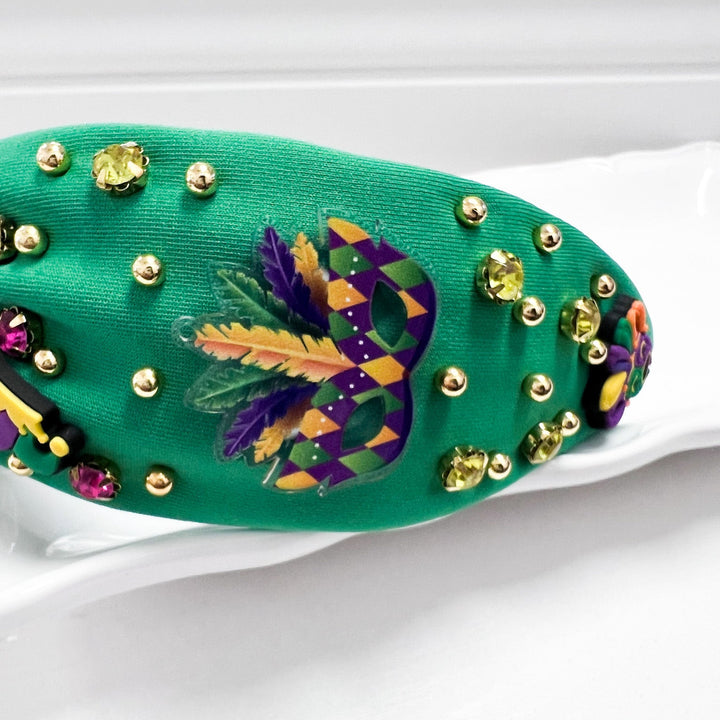 Emersyn - Mardi Gras Rhinestone Headband (Green)