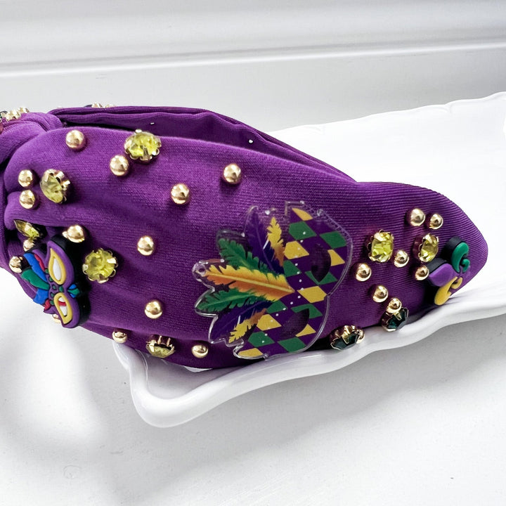 Emersyn - Mardi Gras Rhinestone Headband (Purple)
