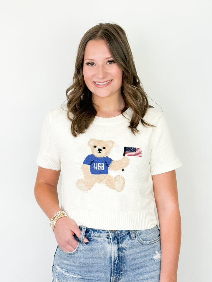 Summer - USA Flag Teddy Bear Sweater