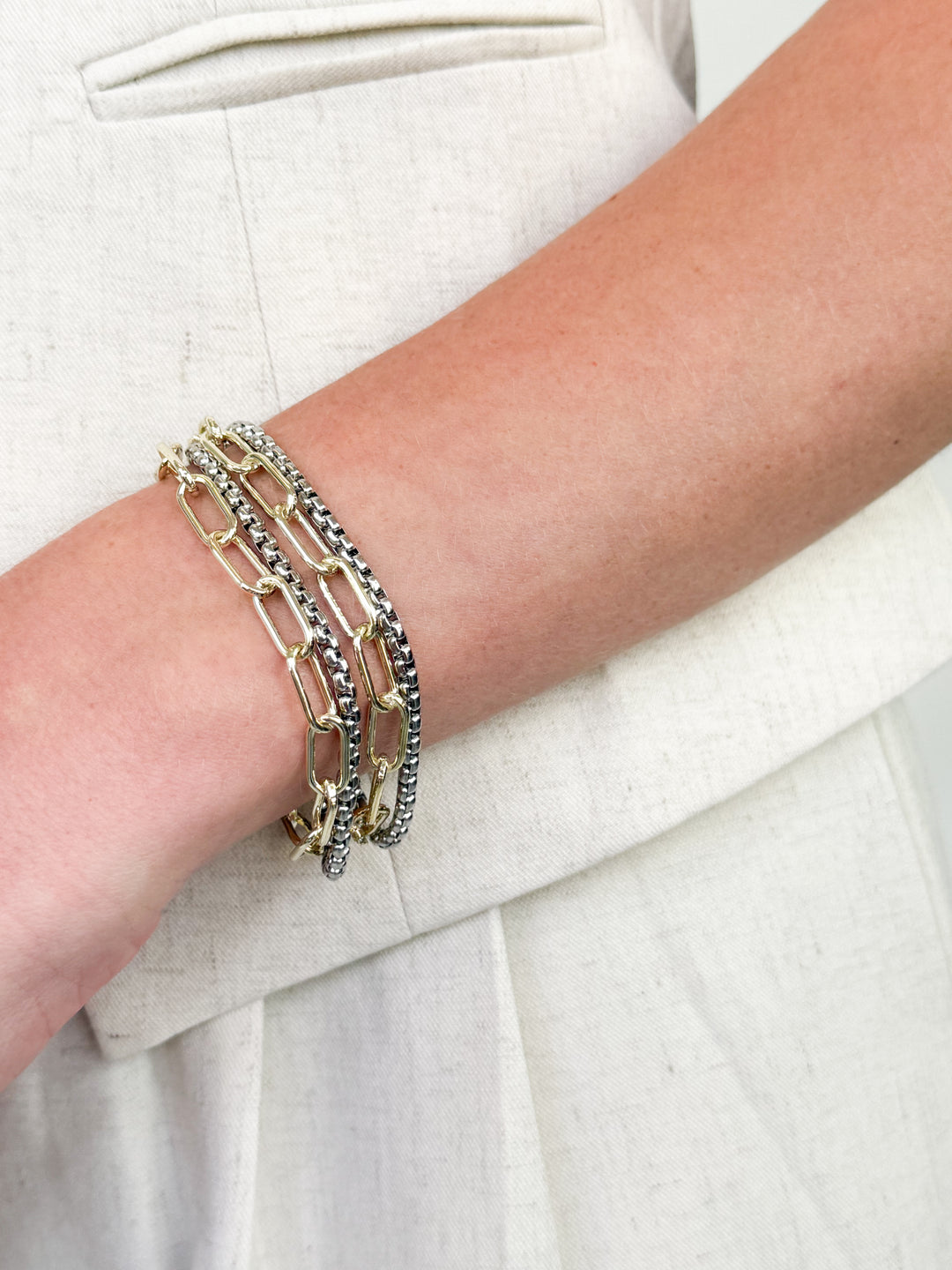 Adele - Two Tone Multi Chain Link Bracelet