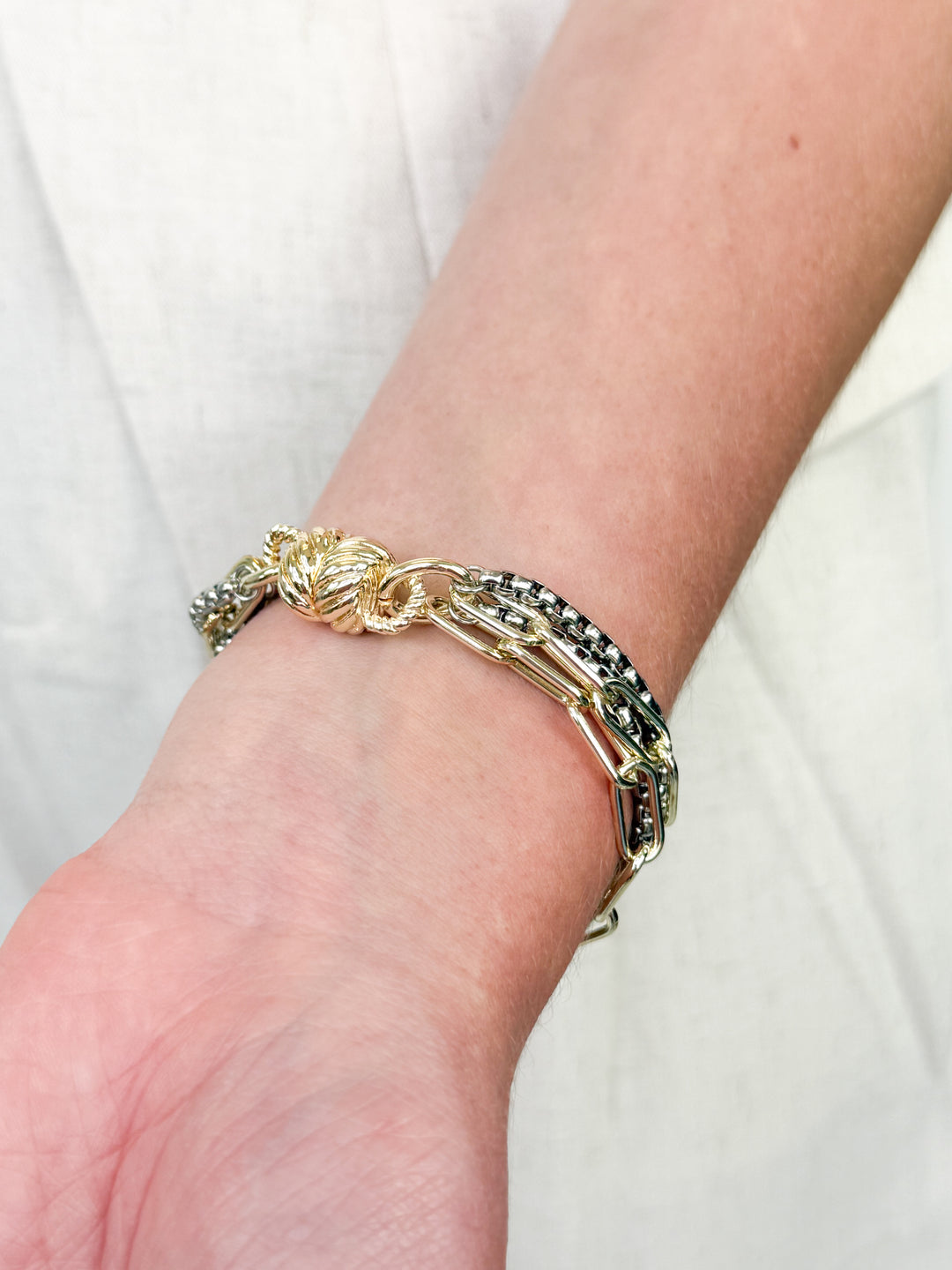 Adele - Two Tone Multi Chain Link Bracelet