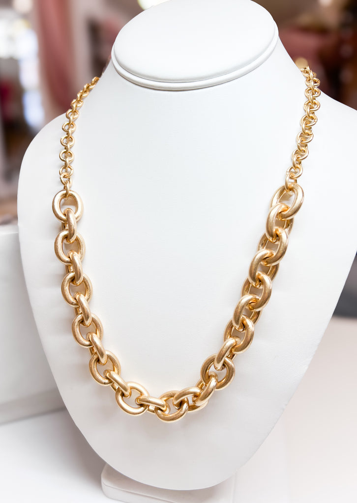 Mariana - Brushed Gold Chunky Chain Necklace