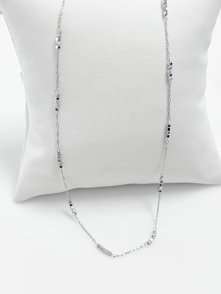 Kim - Silver Beaded Detail Necklace
