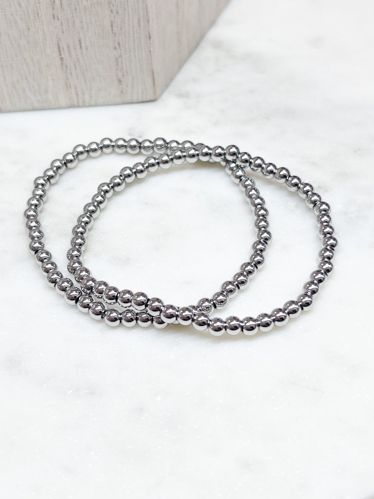 Jamie - Beaded Bracelet Set (Silver)