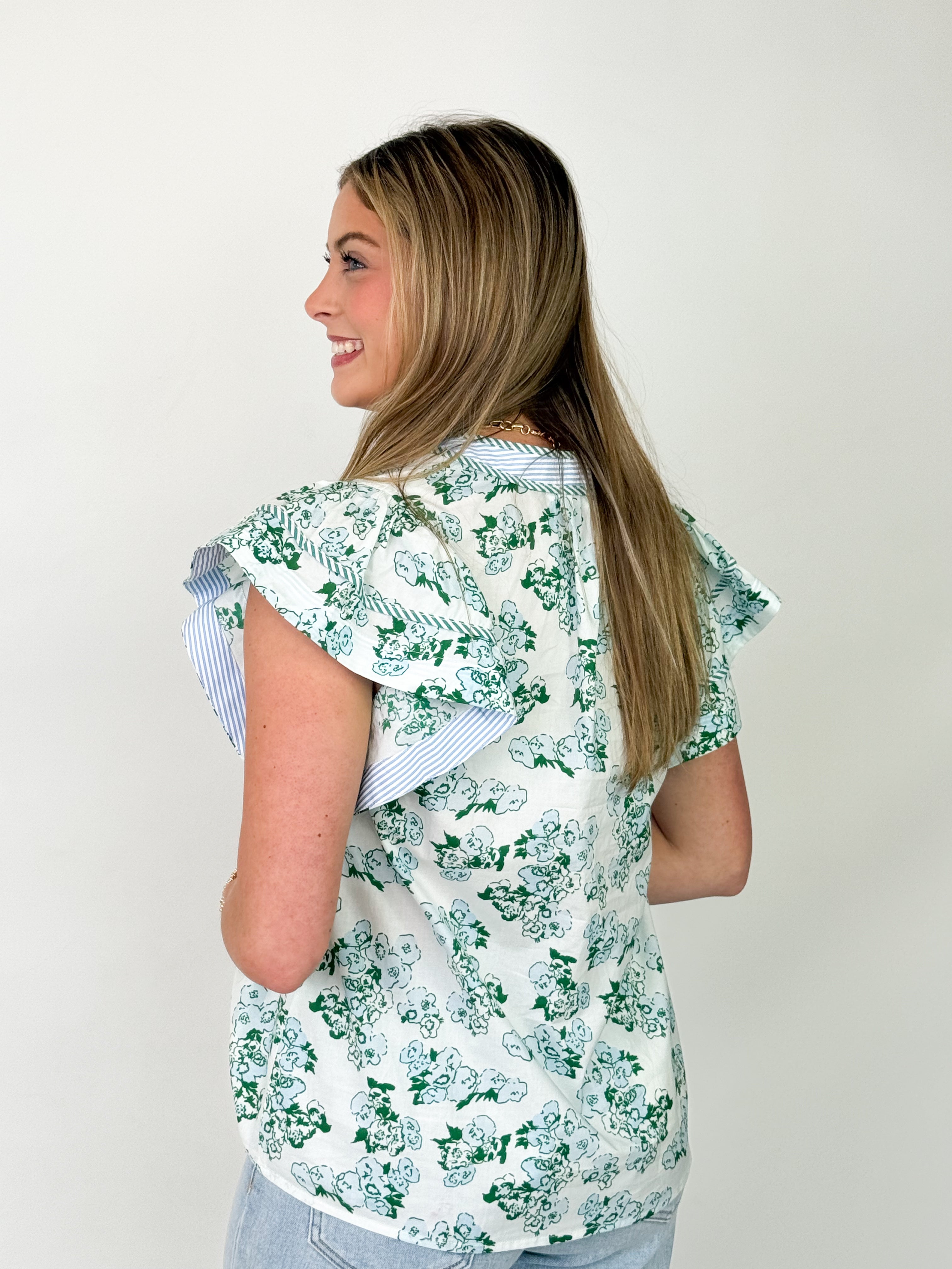 Brooke - Floral Flutter Sleeve Top