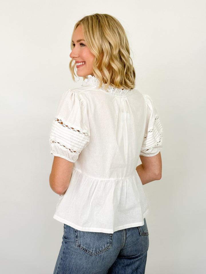June - White Babydoll Ruffle Top