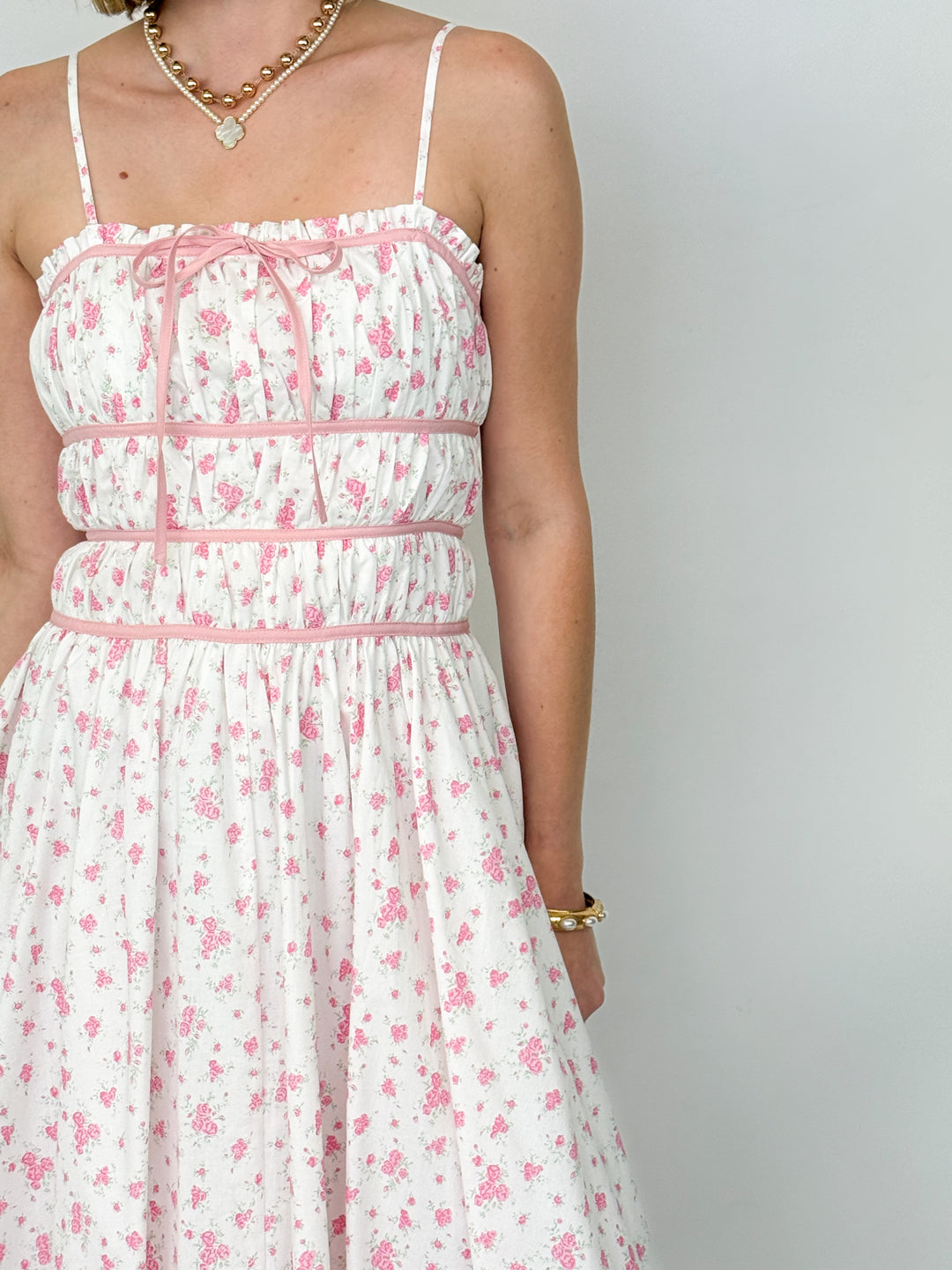Carrie - Floral Midi Dress (Pink)