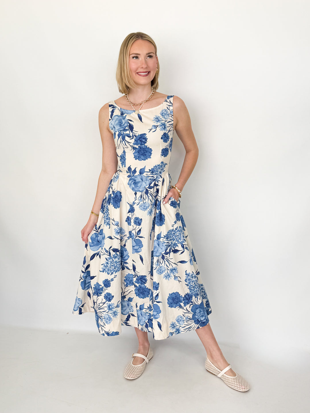 Skye - Blue Floral Midi Dress