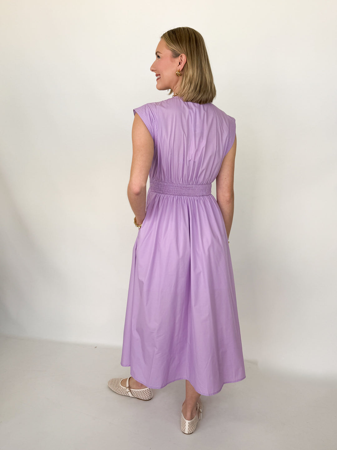 Kathryn - Front Zip Midi Dress (Lavender)