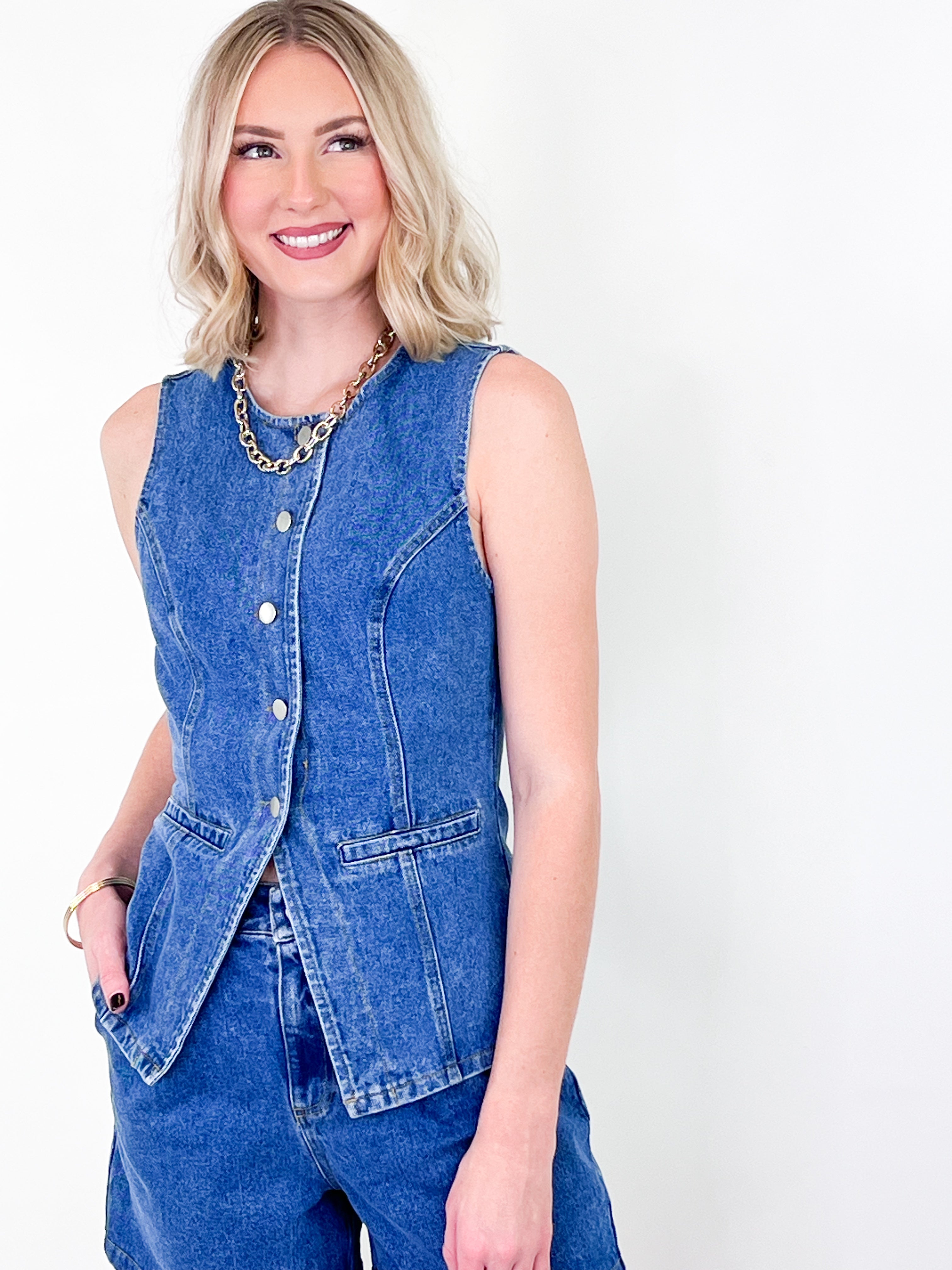 Taryn - Denim Vest + Short Set