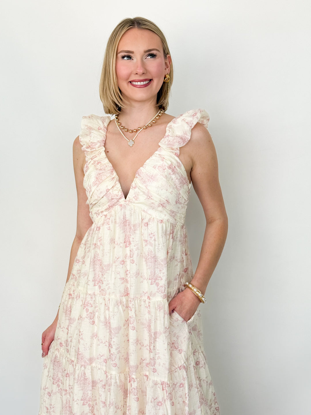 Skylar - Floral Sleeveless Maxi Dress (Pink)