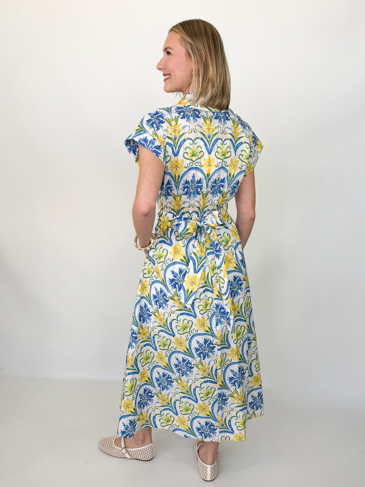 Caroline - Blue Floral Midi Dress