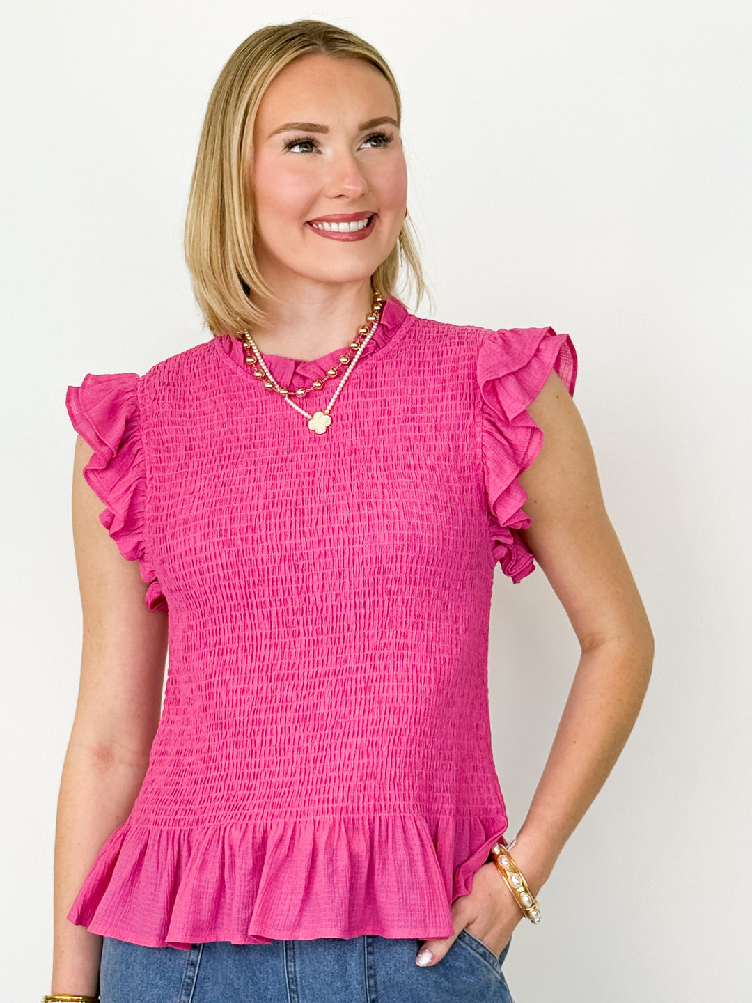 Valerie - Smocked Peplum Blouse
