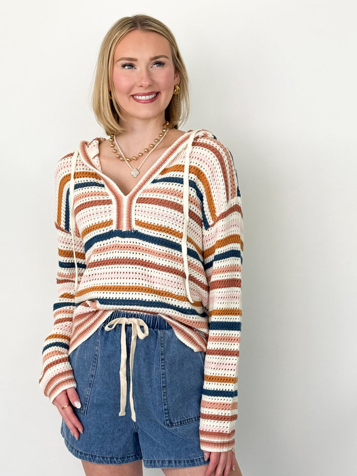 Anna - Crochet V-Neck Hoodie