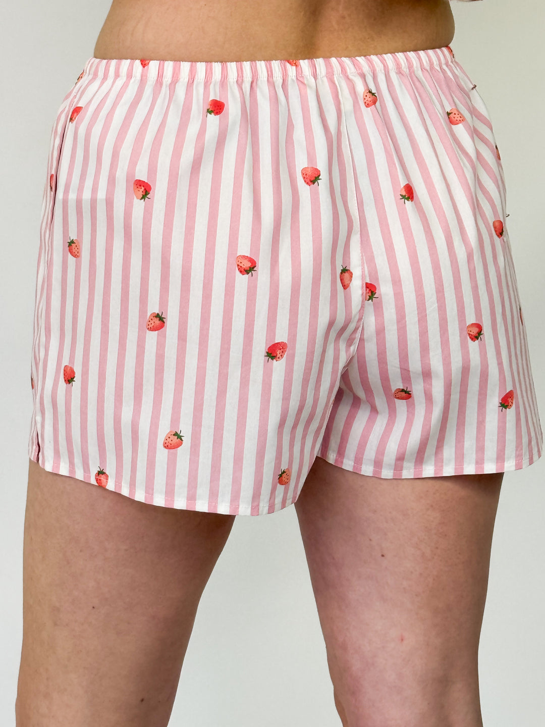 Oaklyn - Pink Striped Strawberry Shorts