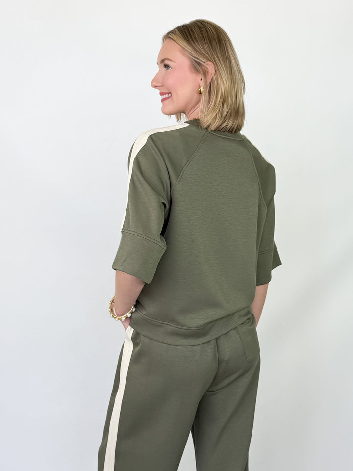 Florence - Olive Side Stripe Pant Set