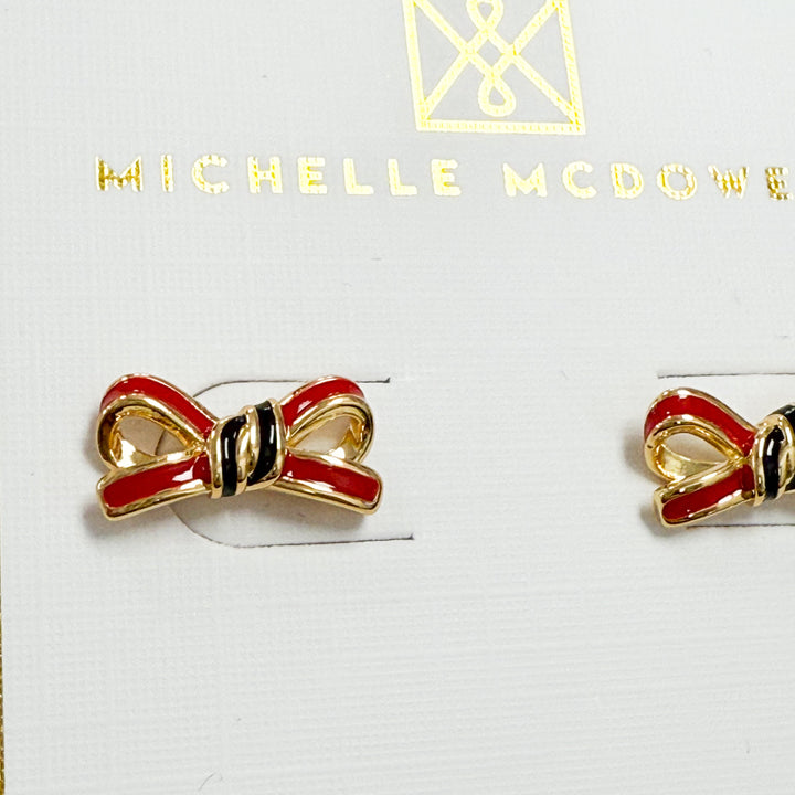 Eloise - Bow Earrings (Red & Black)