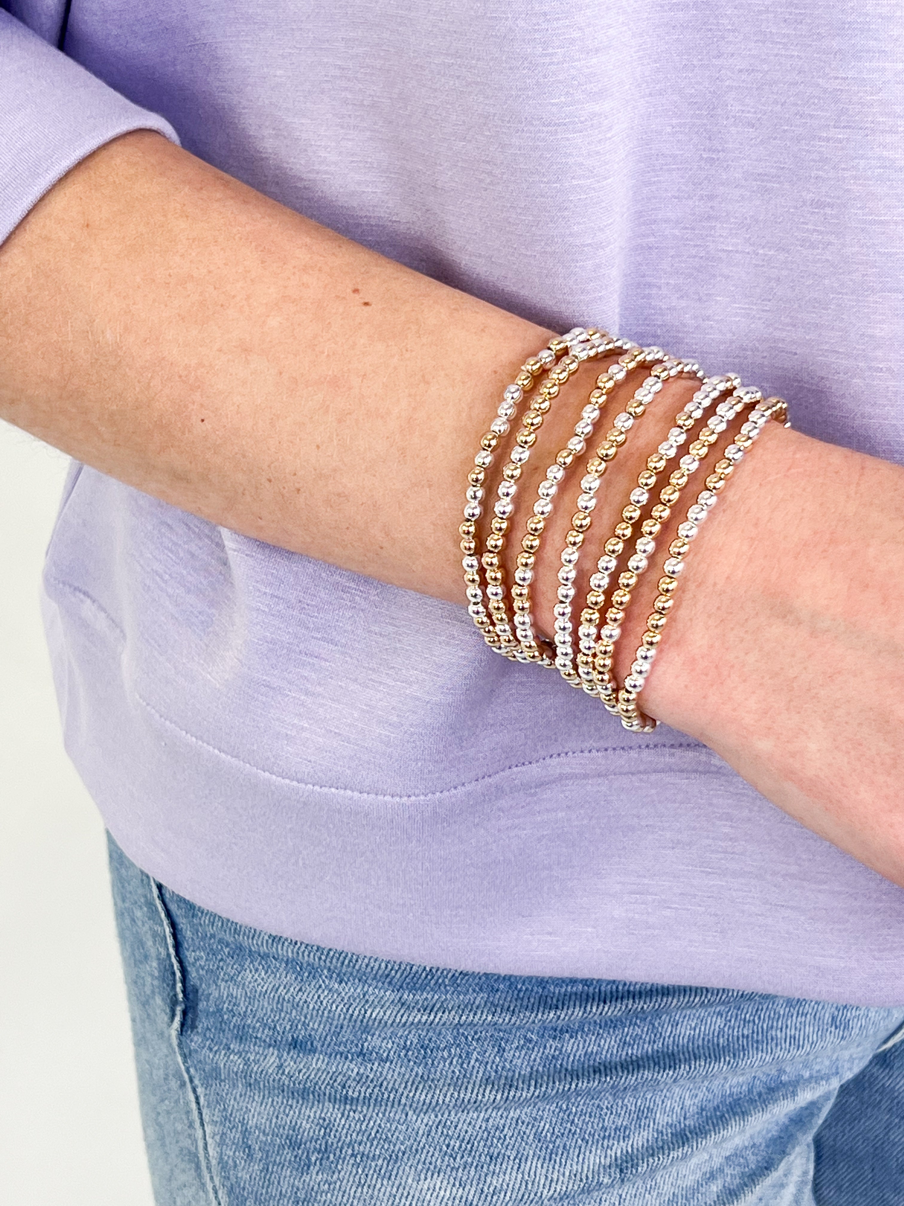 Maya - Mixed Metal Elasticized Bracelet Set