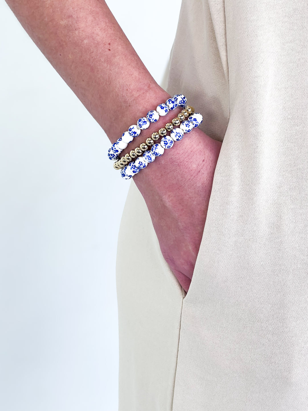 Floral Beaded Bracelet Stack