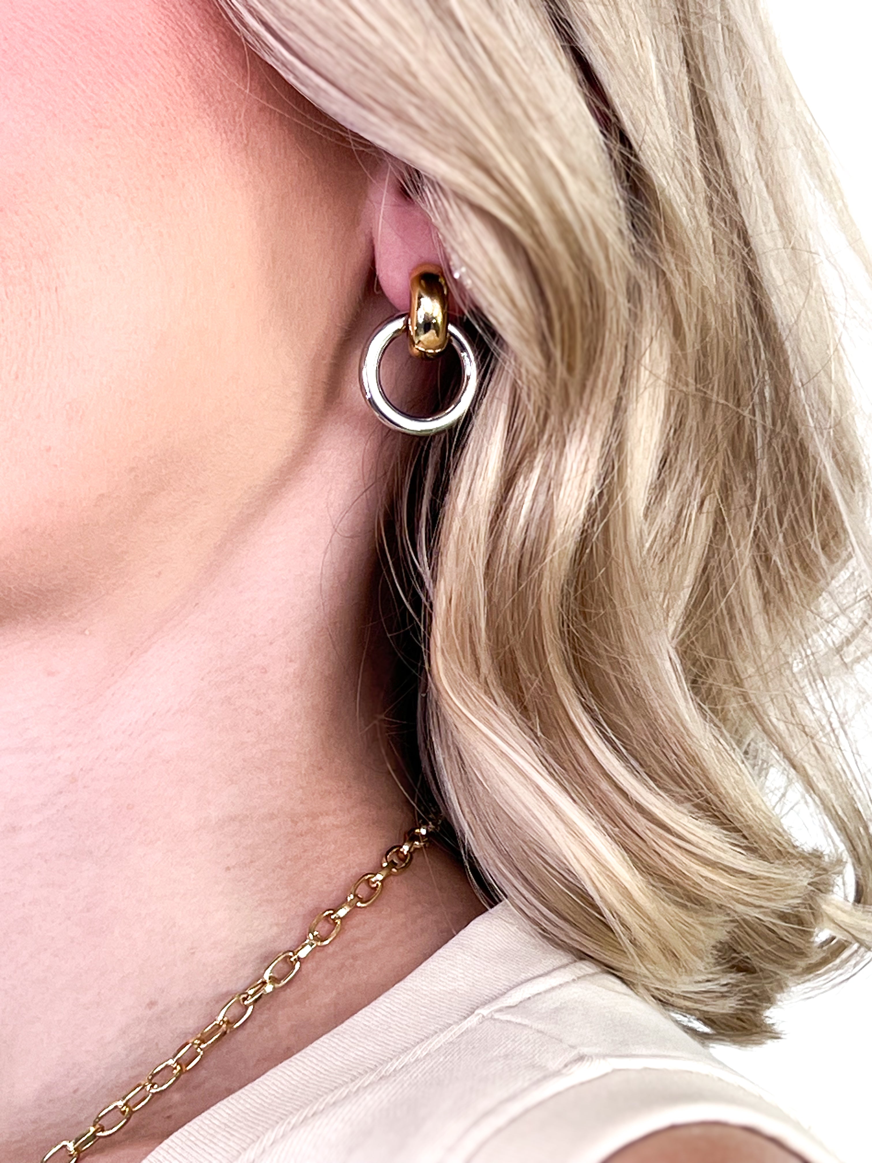 Rina - Two Toned Door Knocker Earrings