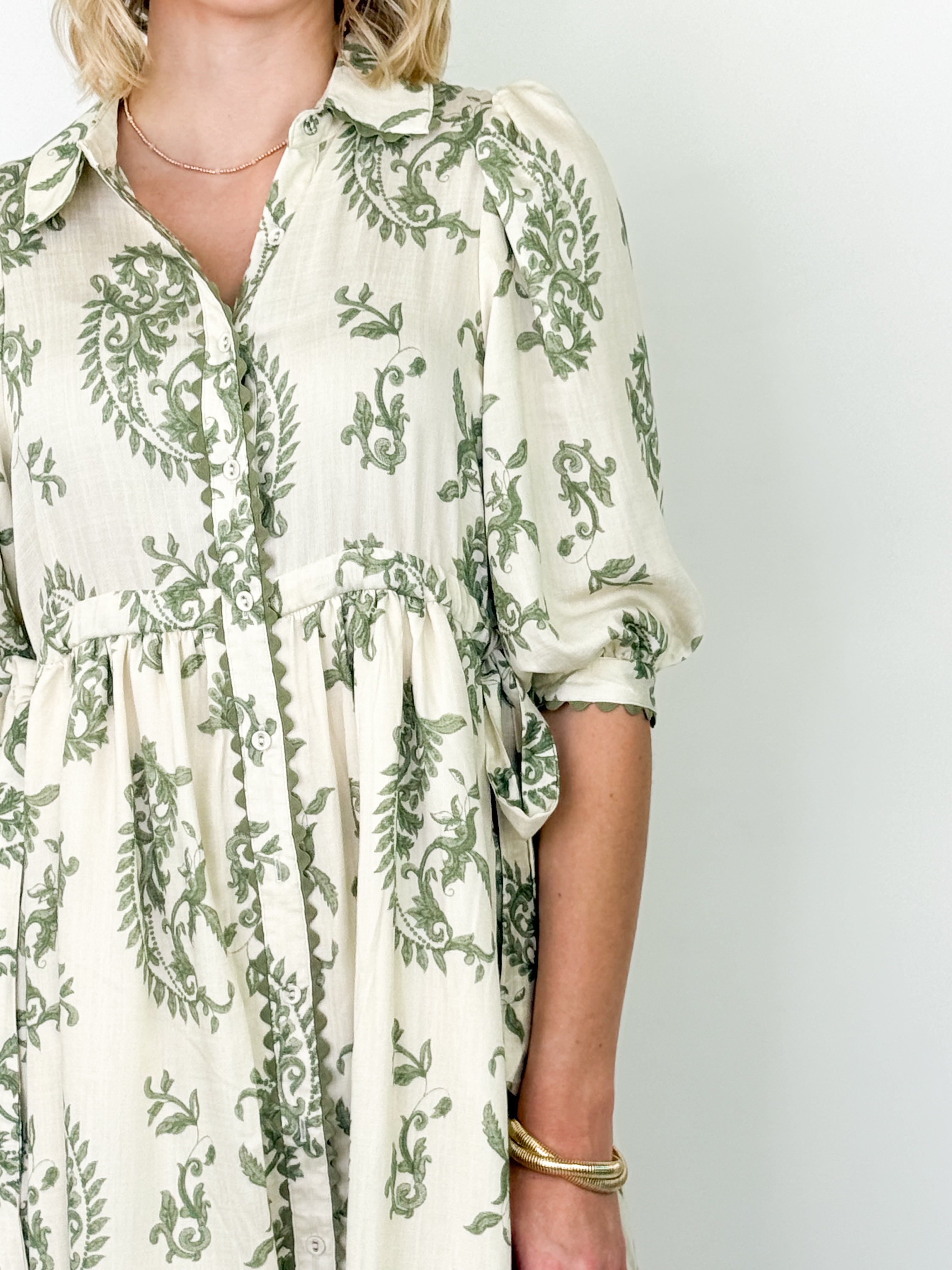 Sloan - Sage Floral Button Down Mini Dress