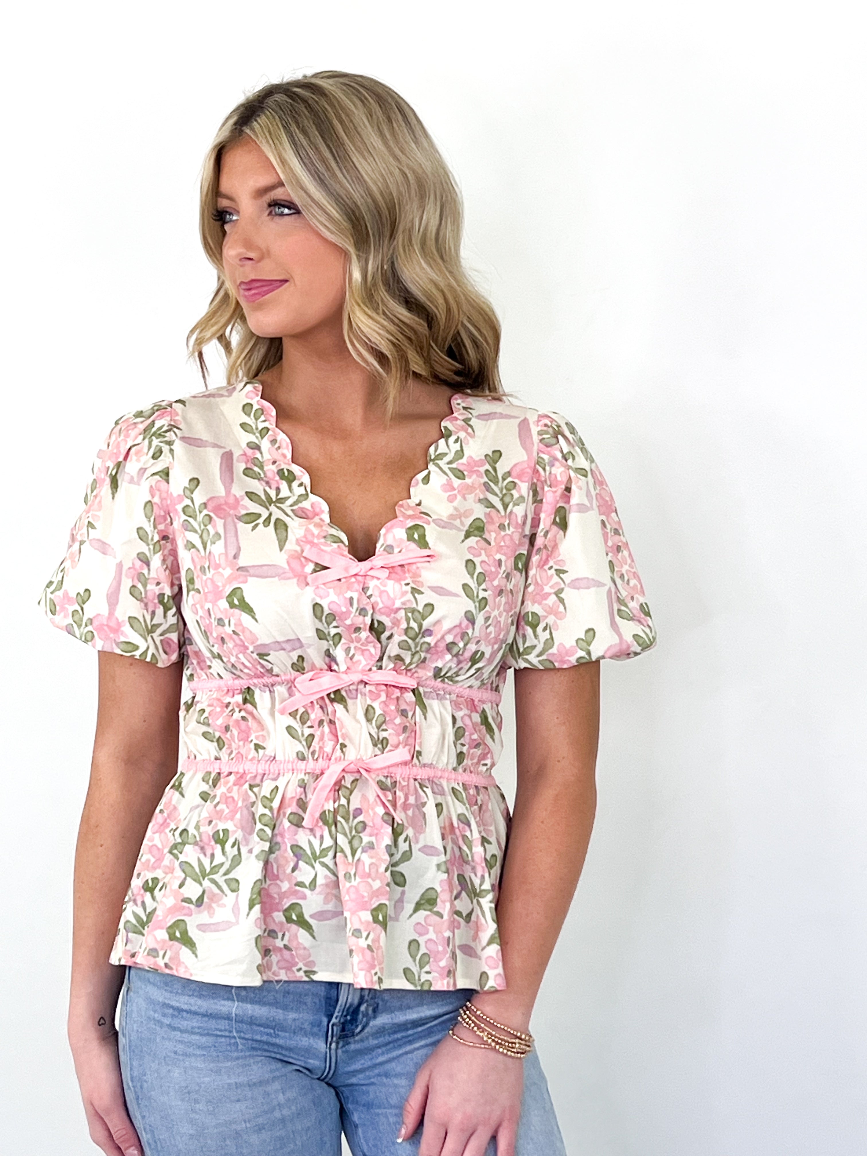 April - Puff Sleeve Floral Top