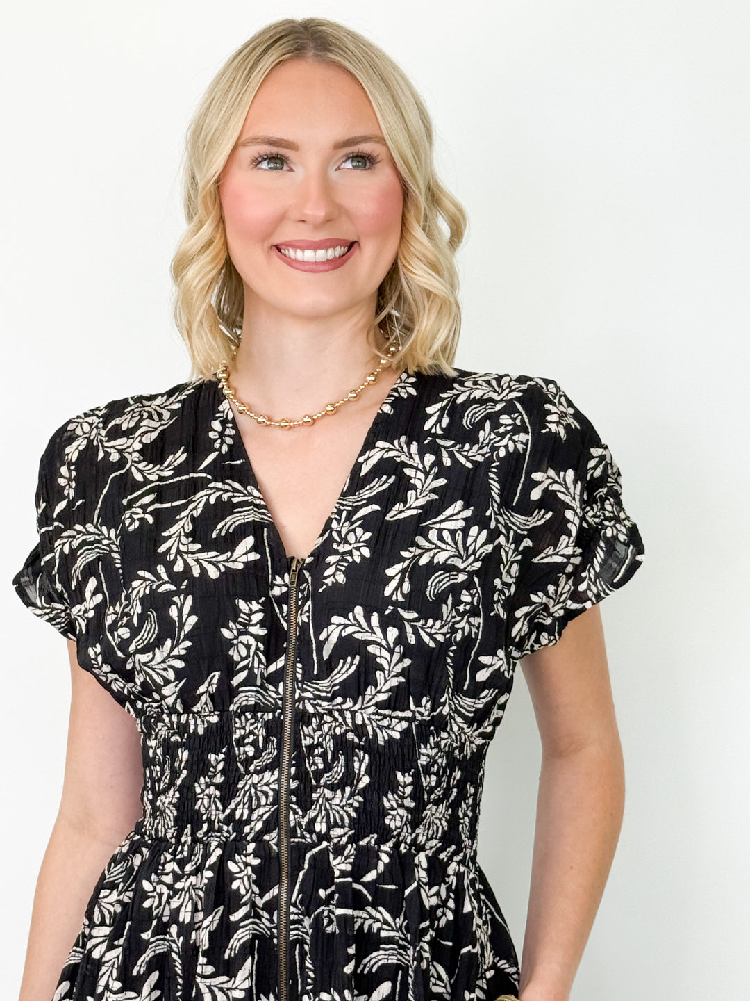 Merideth - Black Floral Midi Dress
