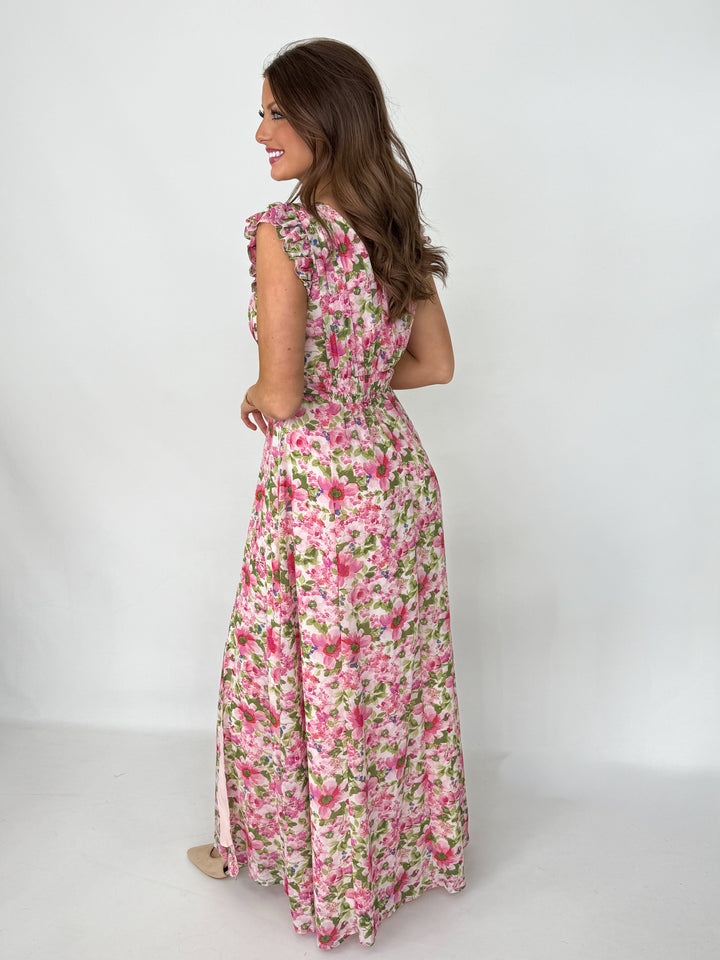 Carmine - Pink Floral Maxi Dress