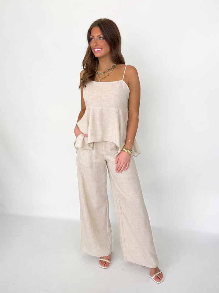 Hanna - Beige Linen Pant Set
