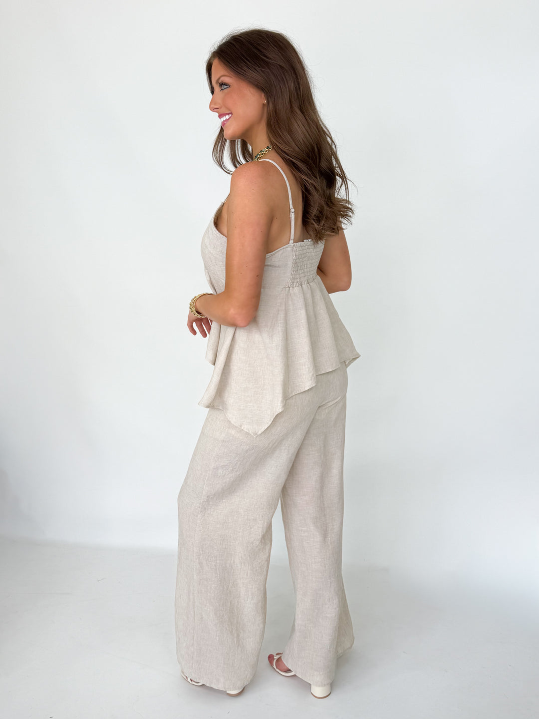 Hanna - Beige Linen Pant Set