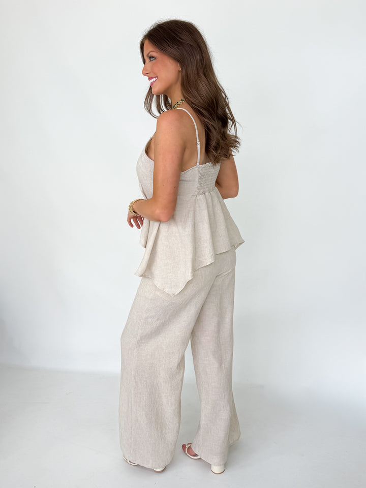 Hanna - Beige Linen Pant Set