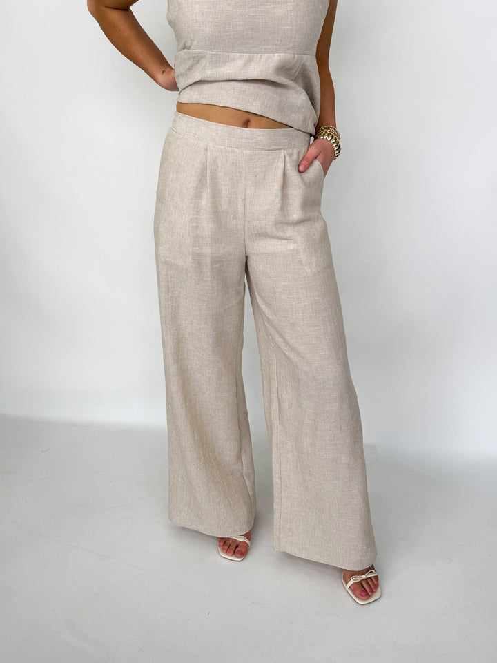 Hanna - Beige Linen Pant Set