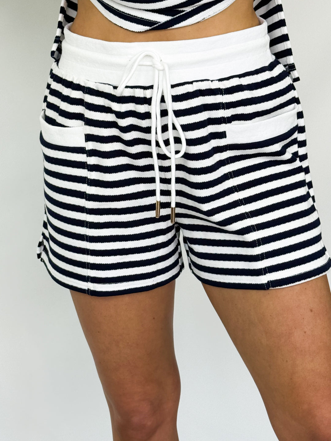 Elyse - Navy Striped Short Set