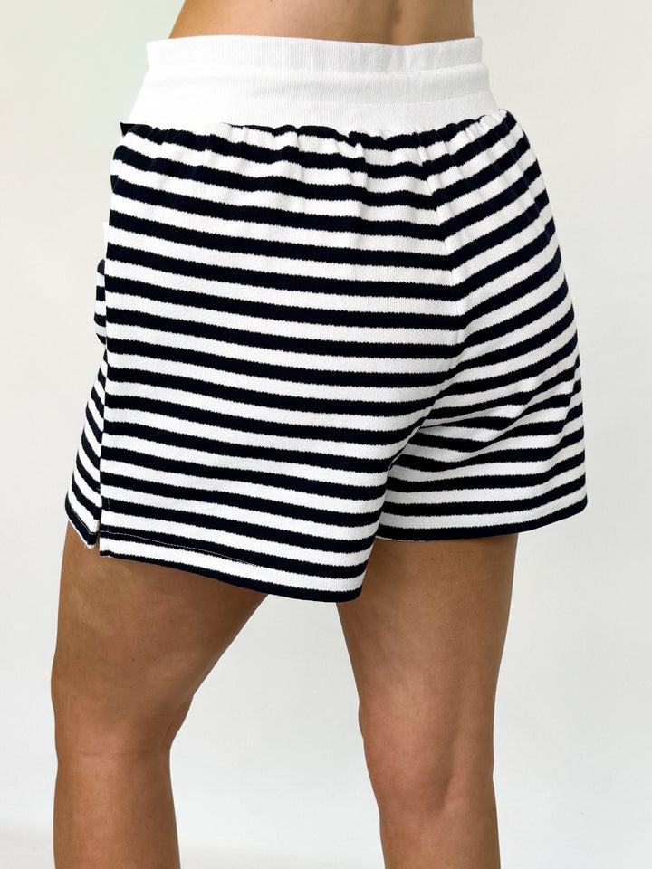 Elyse - Navy Striped Short Set
