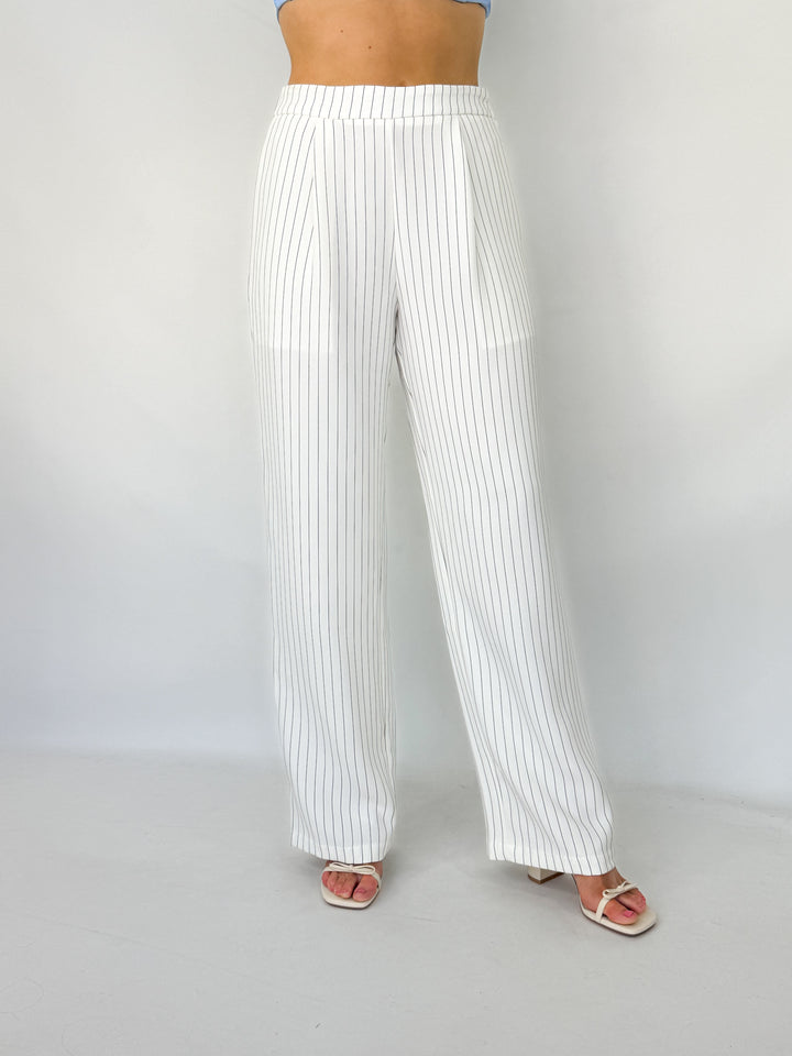 Trinity - Black + White Striped Pants