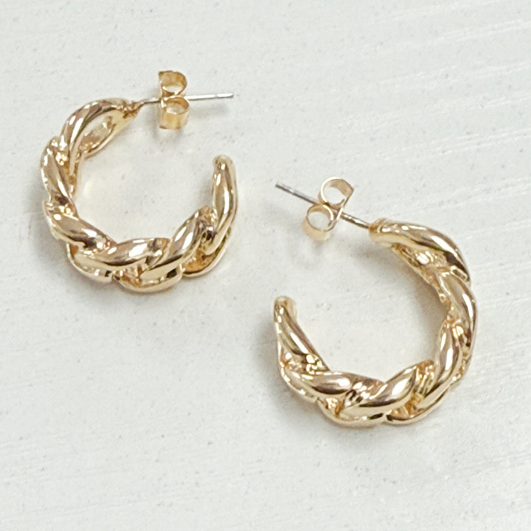 Ellie - Gold Chunky Chain Link Hoops