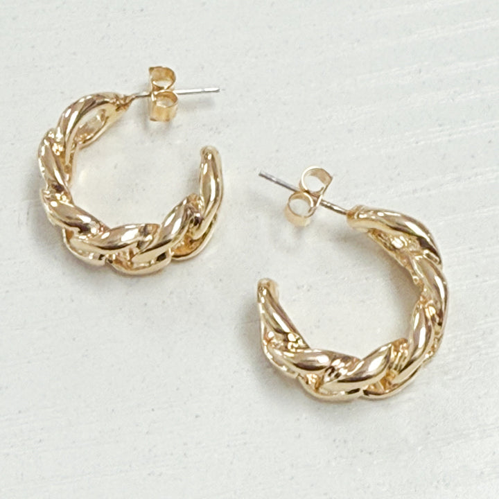 Ellie - Gold Chunky Chain Link Hoops