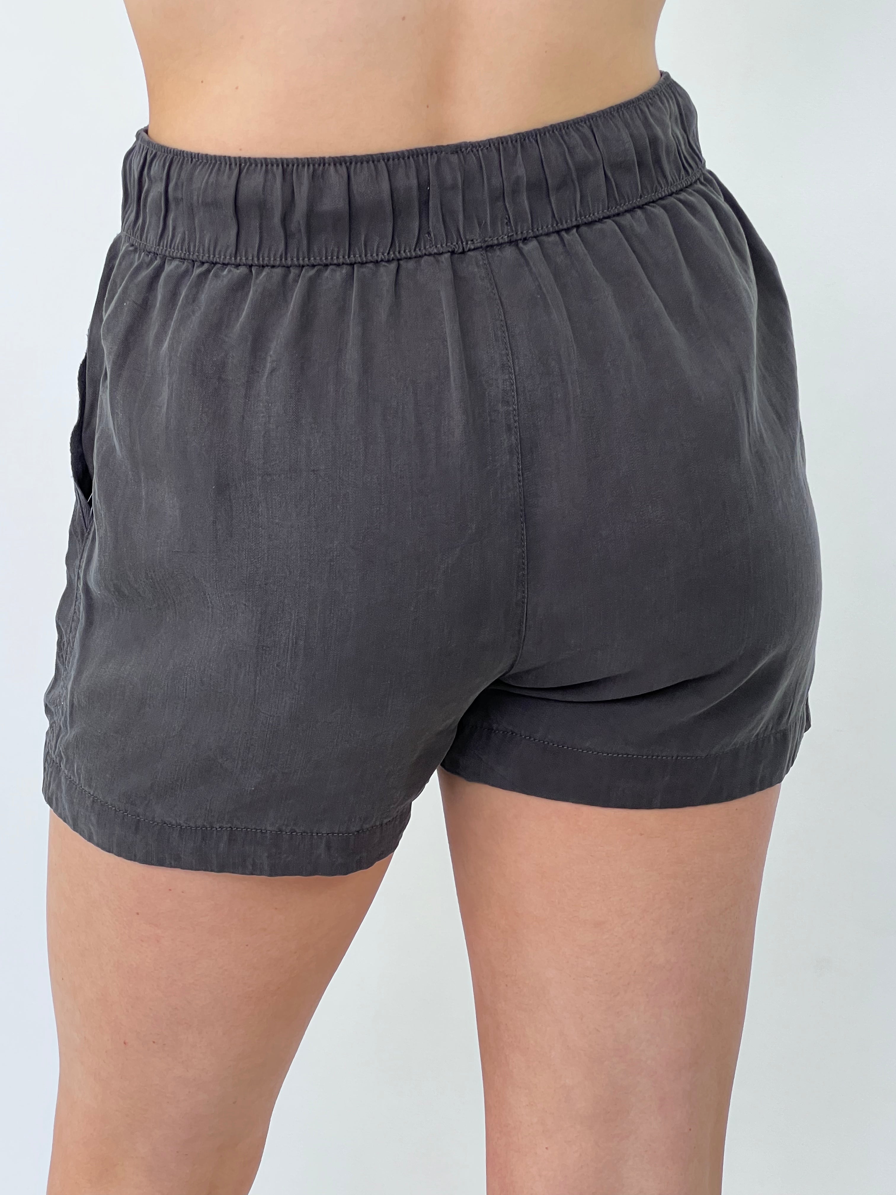 Shelly - Charcoal Gray Drawstring Shorts
