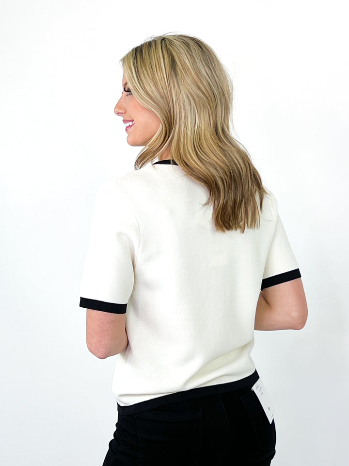 Connie - Contrast Trim Short Sleeve Cardigan