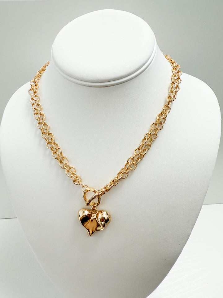 Miranda - Gold Double Chain Heart Necklace