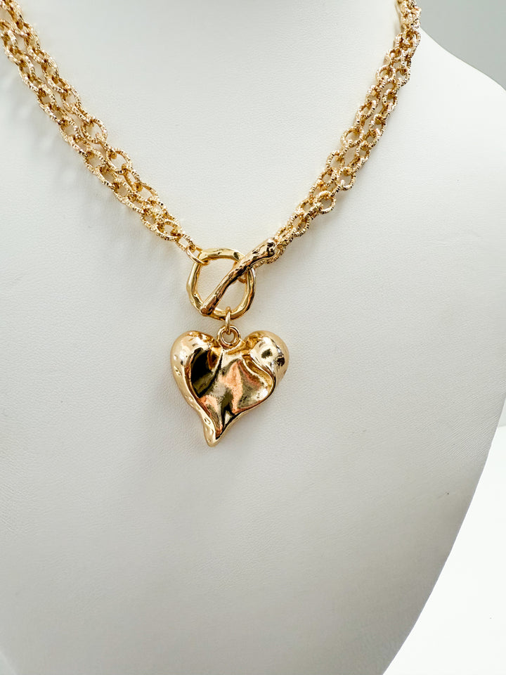 Miranda - Gold Double Chain Heart Necklace